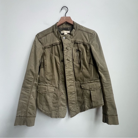 Anthropologie Marrakech Aylen Field Jacket Green Utility Medium Moto Military - Picture 5 of 15